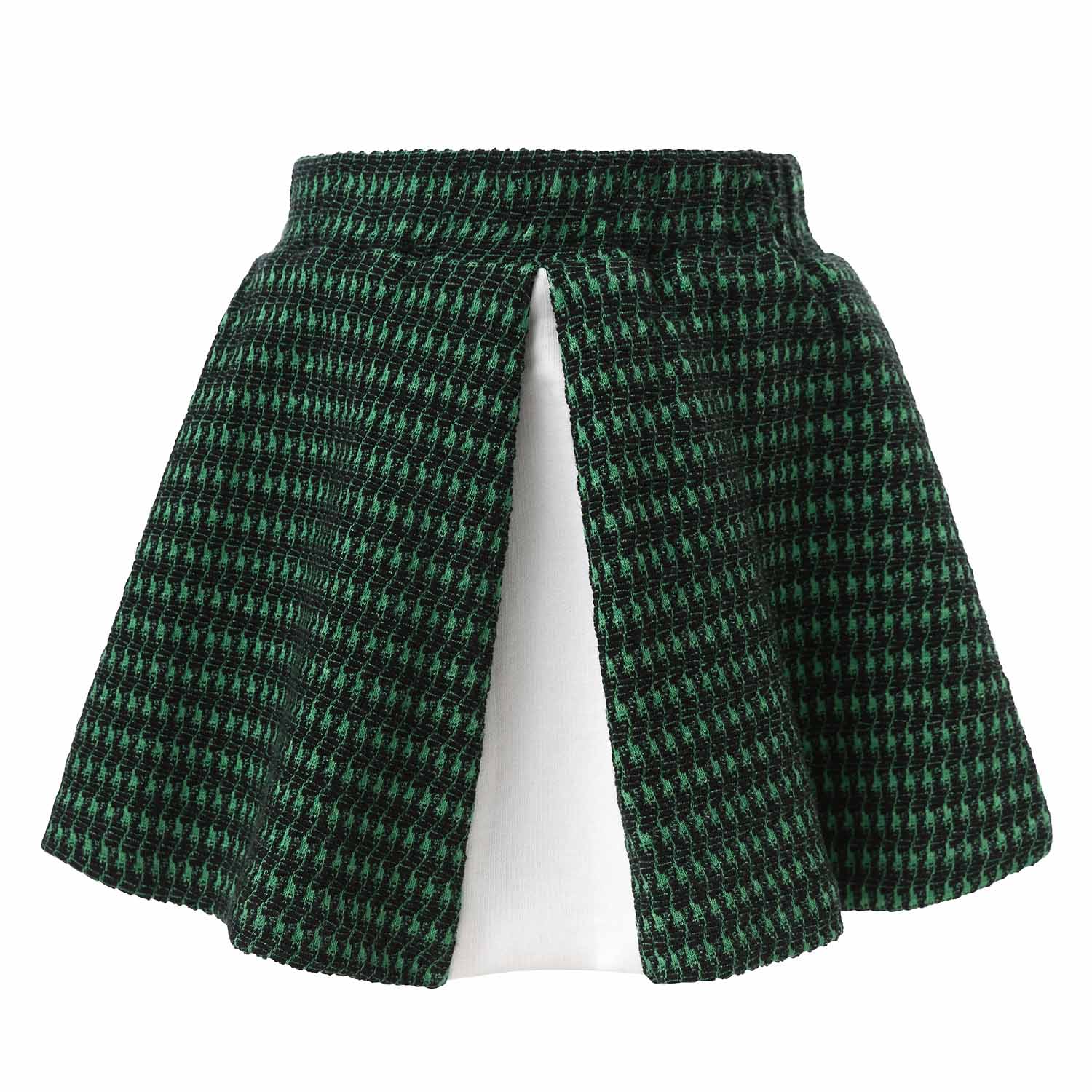 Mini Circle Skirt In Green and White-2