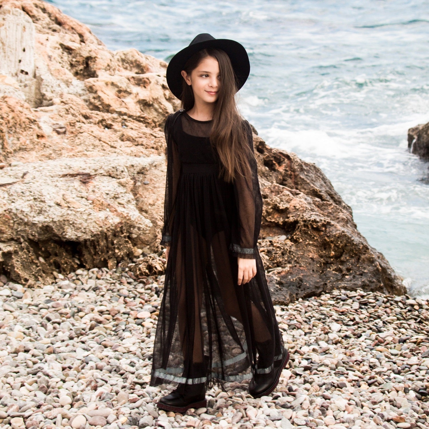 Girls Black Tulle Dress-1