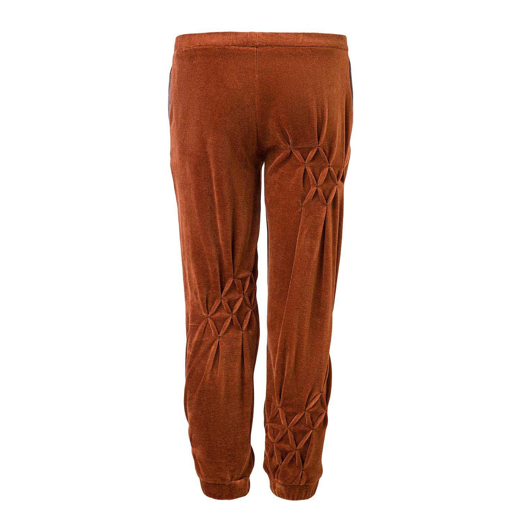 Kids Copper Velvet Track Pants with Hand Smock-3