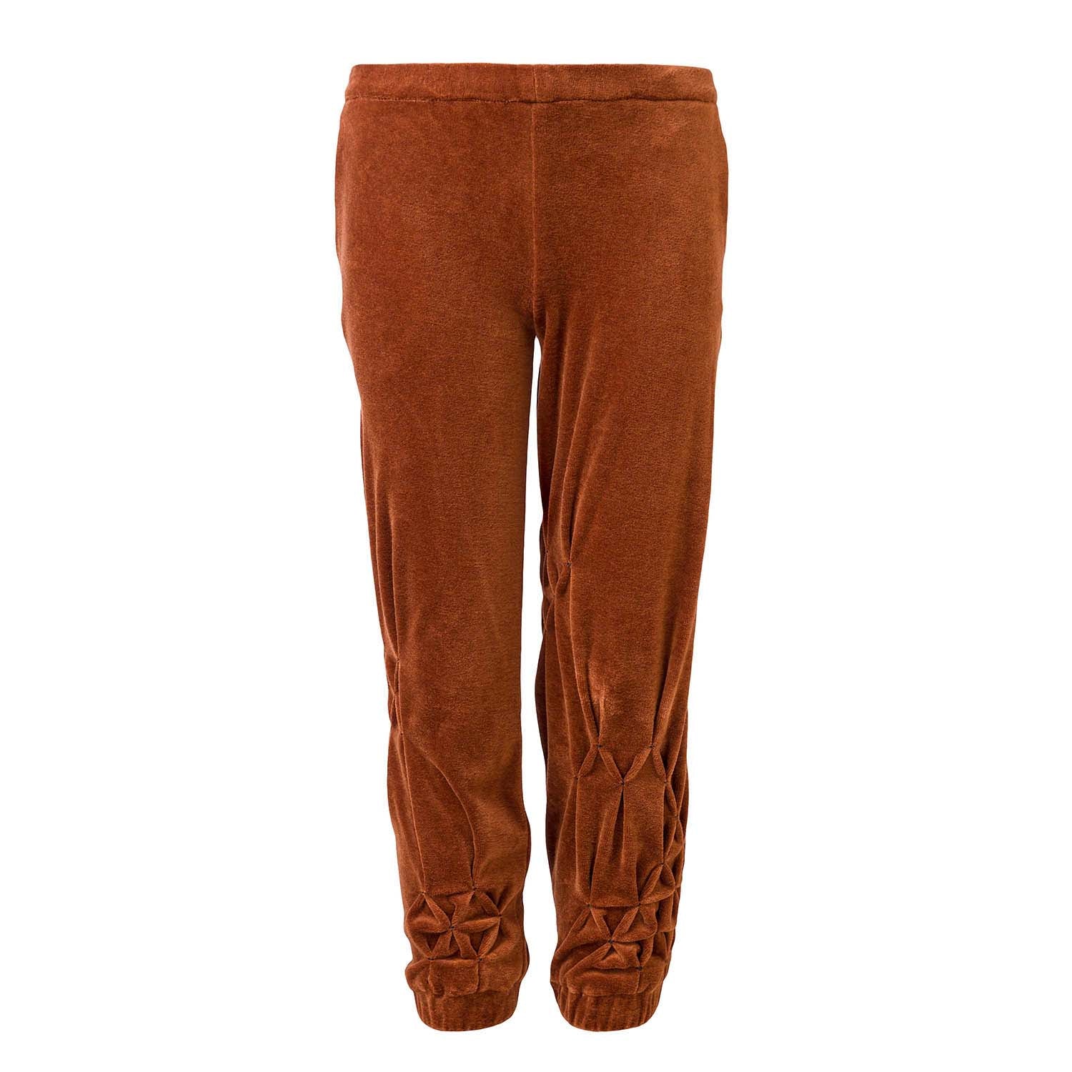 Kids Copper Velvet Track Pants with Hand Smock-0