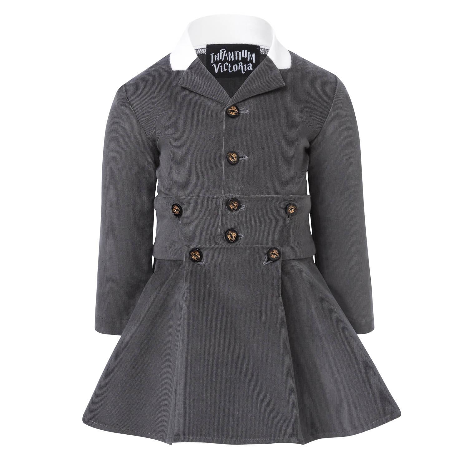 Grey Corduroy Baby Dress-0