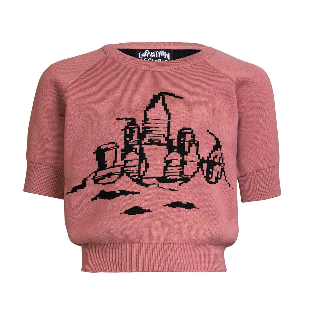 Pink Knit Top with Beach Castle for Kids-0